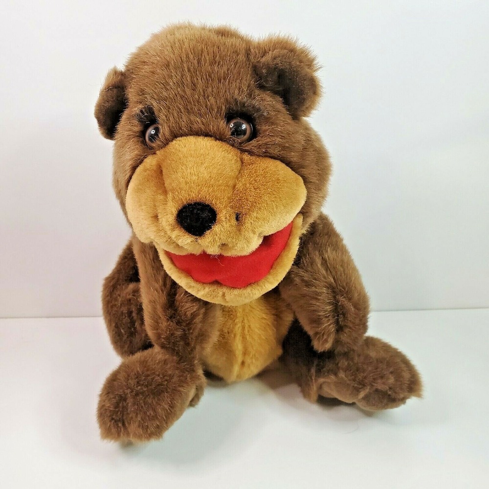 Plush Creations Inc Brown Bear Plush Hand Puppet 13" Tan Snout Eyelashes